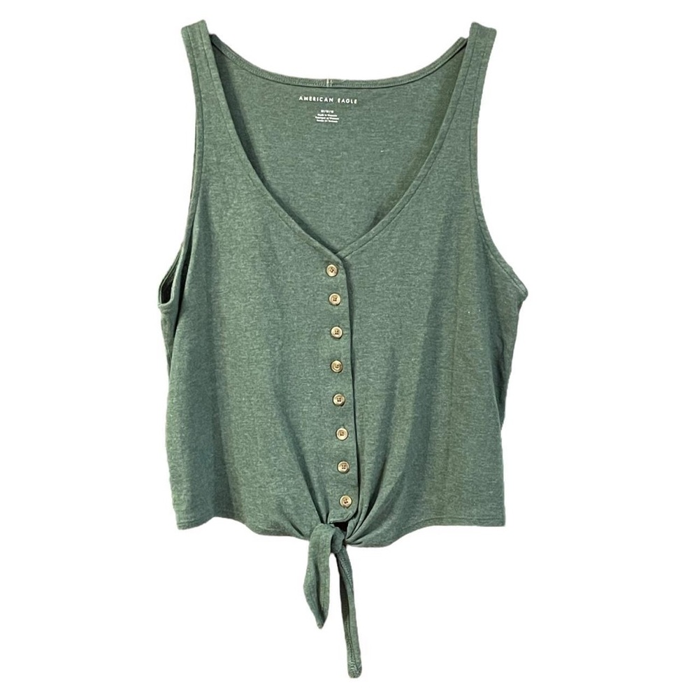 American Eagle Outfitters Green Sleeveless Crop Tank Top